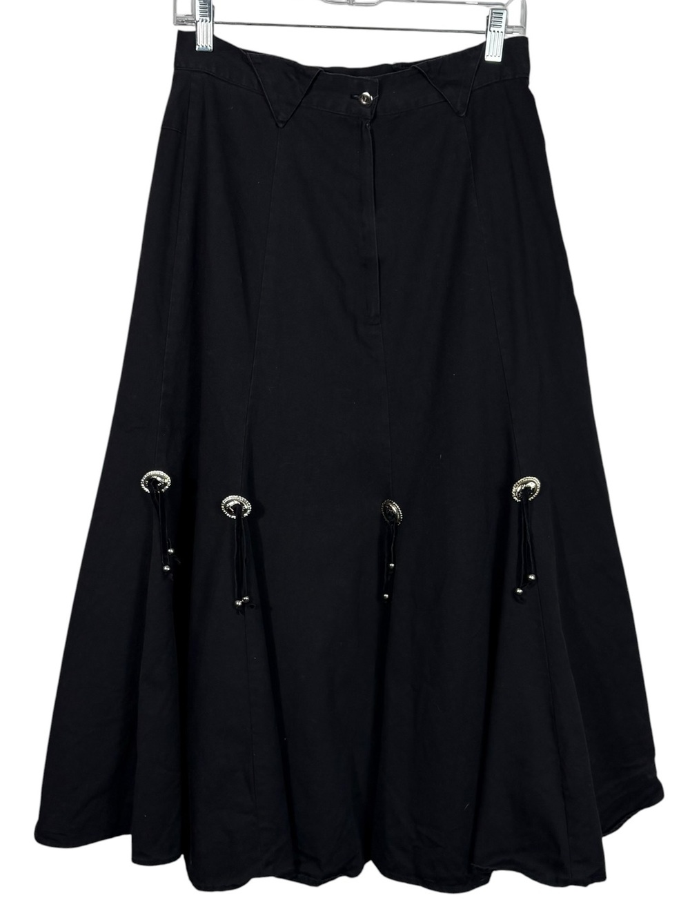Vintage Circle T Marilyn Lenox Tiered Tassel Conchos Western Midi Skirt 11/12